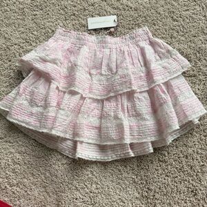 LoveShackFancy Blush and White Ruffled Skirt